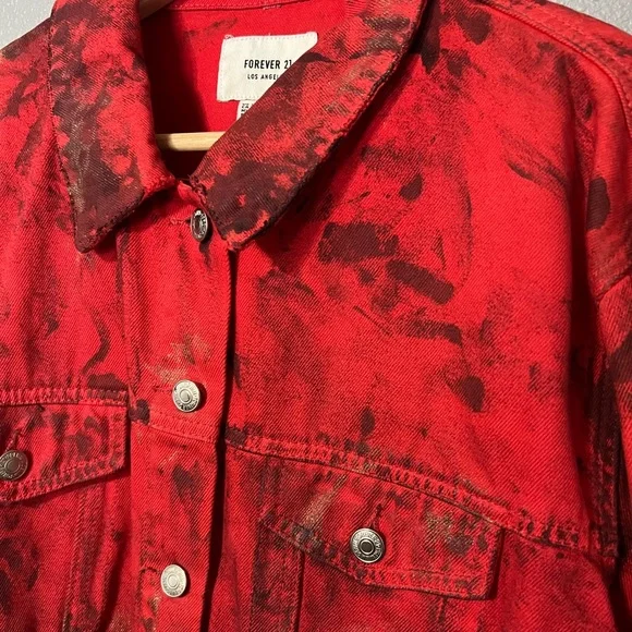 Trendy Red Denim Jacket - Picture 2 of 7